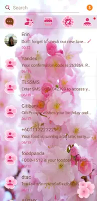 SMS Theme Love Cherry - pink android App screenshot 2